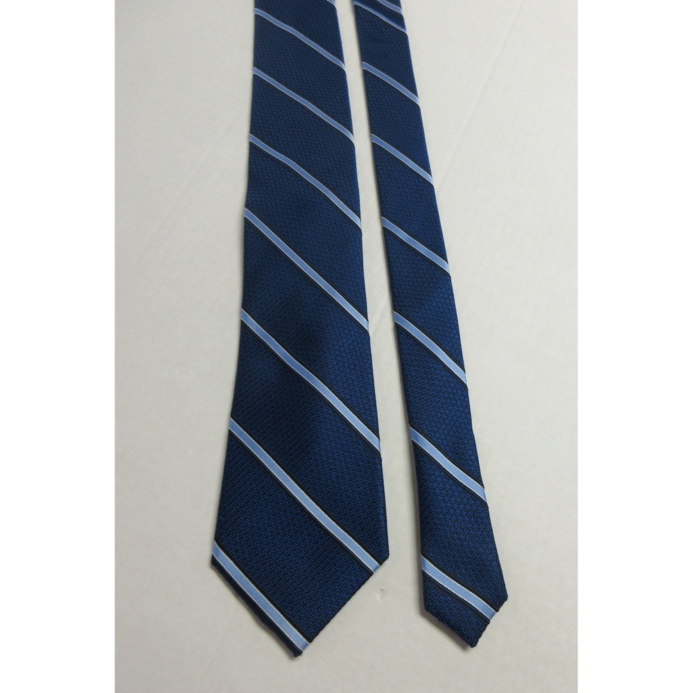 MICHAEL KORS Blue Striped Repp 100% Silk Tie Designer Woven VINTAGE 2000s Y2K